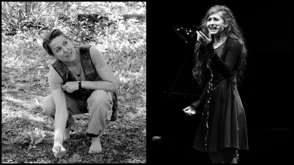 Schwarz-Weiß Fotos der Erzählerinnen Barbara Beinsteiner und Heike Vigl.