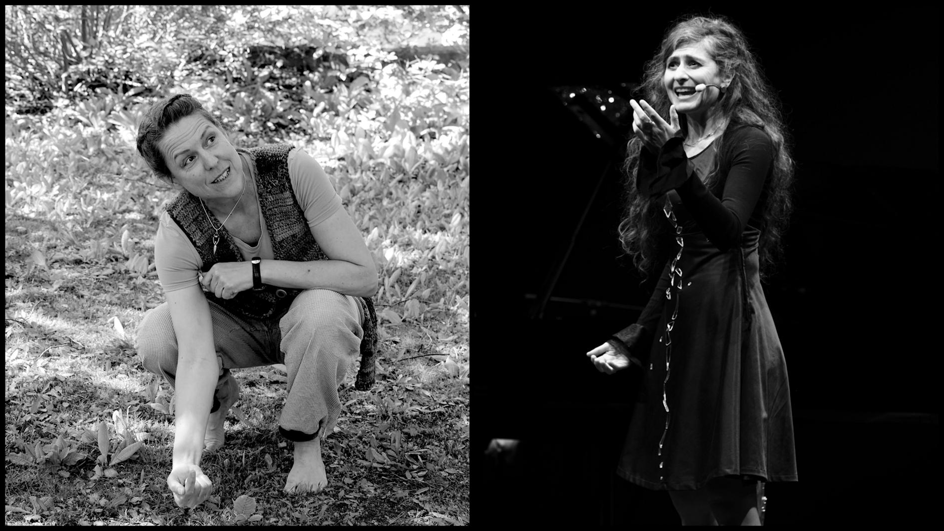 Schwarz-Weiß Fotos der Erzählerinnen Barbara Beinsteiner und Heike Vigl.